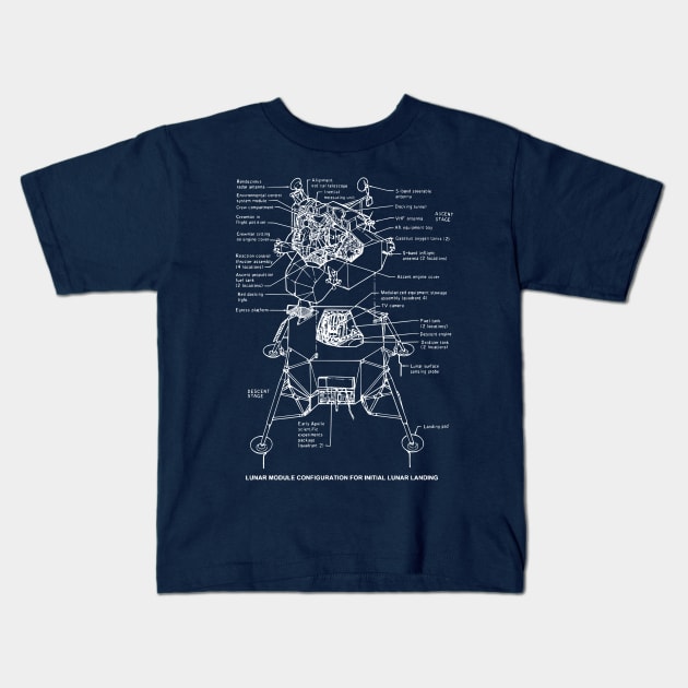 Apollo Moon Landing Lunar Module Blueprint Kids T-Shirt by jutulen